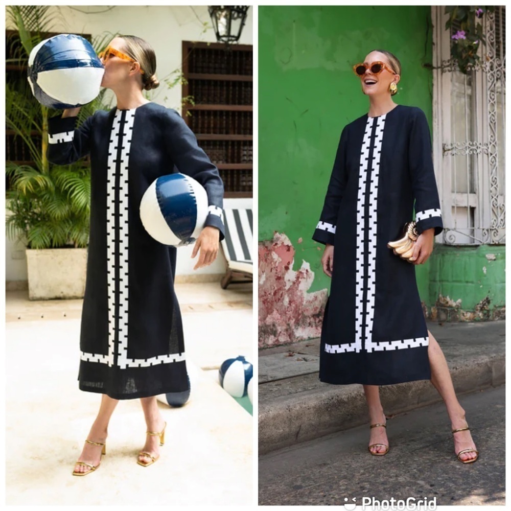 TUCKERNUCK X ATLANTIC-PACIFIC Navy and White Embroidered Hartman Dress